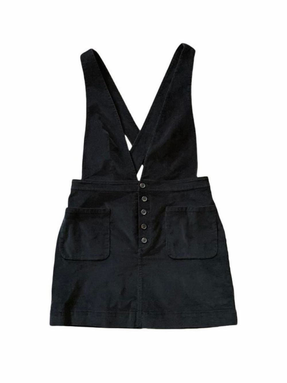 Free People Black Corduroy Overall Mini Dress 6